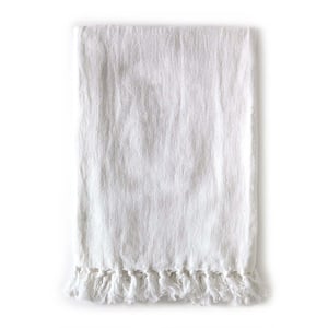 Montauk Linen Queen Blanket   White