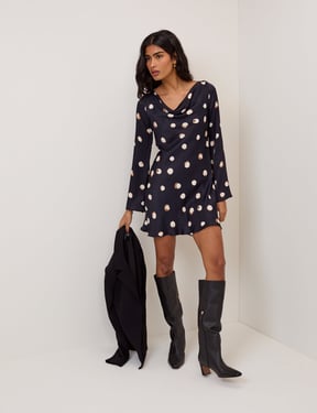 Navy Polka Dot Leighton Mini Dress