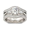 Jeulia Three Stone Round Cut Sterling Silver Enhancer Ring Set