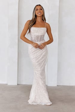 Sparkle Daze Sequin Maxi Dress Cream