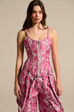 AKIRA Miley Jacquard Corset Top | Size XL
