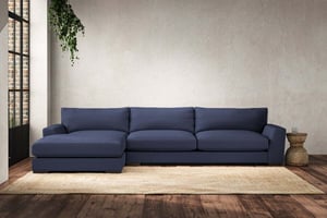 nkuku Guddu Left Hand Chaise Sofa | Make To Order | Grand | Recycled Cotton Navy