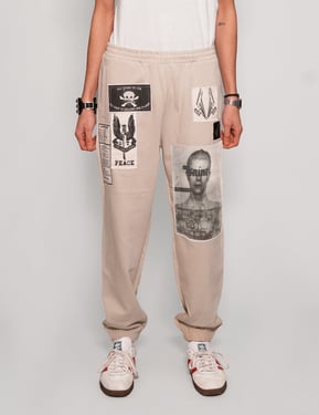 Multi-Patch Jogger Pants in Ecru