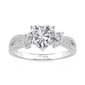 Jeulia Twisted Heart Shaped Engagement Ring With Side Stones