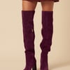 Burgundy Suede Thigh High Boots