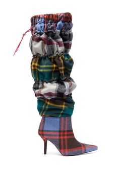 AKIRA Azalea Wang Elodie Plaid Multi Flannel Stiletto Boot | Size 11