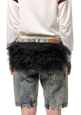 BLACK TULLE BELT - L