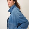 Denim Funnel Neck Bomber Jacket