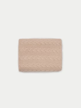 Organic Color Cable Knit Blanket - One Size / Beige / HK16-02
