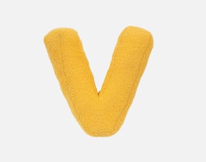 QE Home Alphabet Letter Cushion in V, Yellow