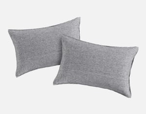 QE Home Signature Vintage Washed European Linen Pillowcases in Indigo Grey (Set of 2), Queen