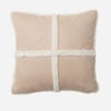 QE Home Windowpane Shearling Square Cushion , Beige, 18" x 18"