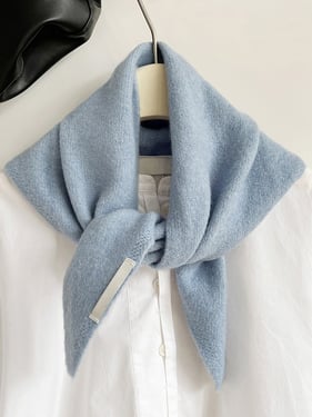 Merino Wool Knitted Triangle Scarf - Sky Blue / One Size