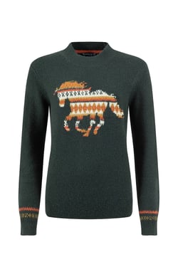 Weird Fish GeeGee Intarsia Knitted Jumper Dark Green Size 8