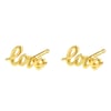 Love Script Stud Earrings Sterling Silver Gold