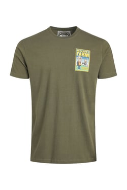 Weird Fish Barkson's Farm Back Print Artist T-Shirt Deep Lichen Green Size S