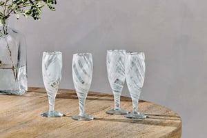 nkuku Lohara Champagne Glass Set Of 4 | Glassware | White | ()