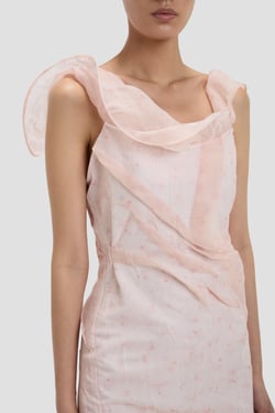 Victoria Beckham Hoop Midi Dress In Sketched Ditsy Blossom - Size 14 UK