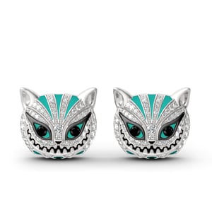 Jeulia "Appear and Disappear at Will" Cat Sterling Silver Enamel Earrings
