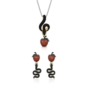 Jeulia "Forbidden Fruit" Snake&Apple Sterling Silver Jewelry Set