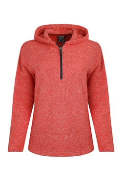 Weird Fish Alisa Eco 1/4 Zip Snow Marl Fleece Hoodie Tango Red Size 8