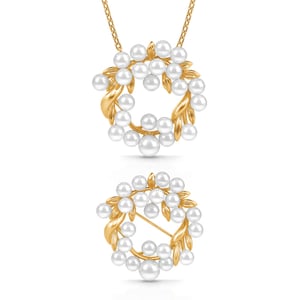 Jeulia "Lady Pearl" Leaf Circle Cultured Pearl Sterling Silver Jewelry Set