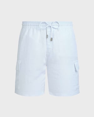 Vilebrequin - Men Linen Bermuda Shorts Cargo Pockets - Bermuda - Baie - White - Size 6XL