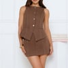 Fashion Crowds Denim Top Brown