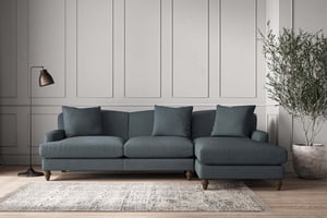 nkuku Deni Large Right Hand Chaise Sofa | Make To Order | Brera Linen Dusk | No Colour