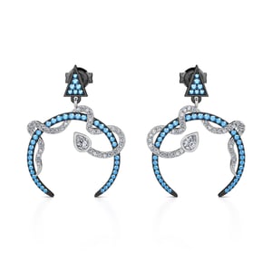 Jeulia "Interwoven Snake with Crescent" Sterling Silver Earrings