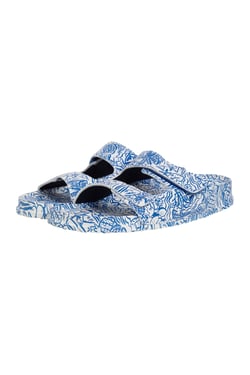 Weird Fish Appledore Printed Pool Sliders Azure Size 7