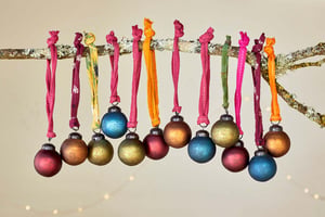 nkuku Oko Mini Baubles Set Of 12 | Christmas Decorations | Mixed Matt