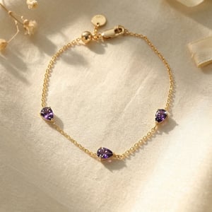 Amethyst February Birthstone Minimalist Gold Vermeil Plated Bracelet