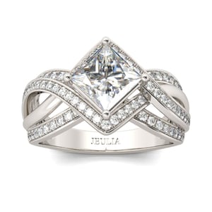 Jeulia Interwoven Princess Cut Sterling Silver Ring