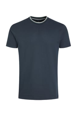 Weird Fish Harris Organic Cotton Textured Crew Neck T-Shirt Navy Blue Size XL