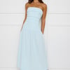 Effortlessly Posh Strapless Midi Dress Blue