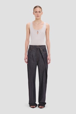 Victoria Beckham Split Tank Top In Magnesium - Size L UK