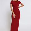 Dearest Desire Off Shoulder Maxi Dress Wine