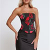 Rosy Mood Strapless Corset Top Black