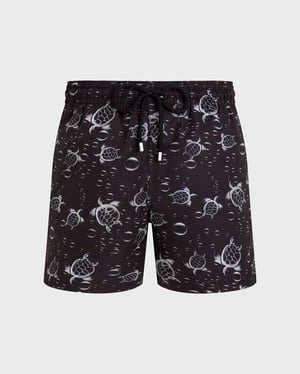 Vilebrequin - Men Micro-perforated Ultra-light And Packable Swim Shorts Bubble Turtles 3d - Swimwear - Mahina - Black - Size XXXL