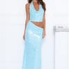 Twinkle Temptation Halter Sequin Maxi Dress Blue
