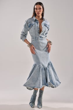 AKIRA Denim For Days Maxi Dress | Light Blue | Size 1X