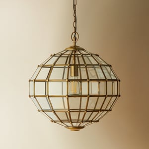 Killala pendant light in brass and glass