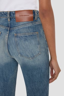 Victoria Beckham Julia Stretch Jean In Worn Blue Wash - 34W 34L - Womens