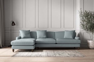 nkuku Deni Left Hand Chaise Sofa | Make To Order | Grand | Recycled Cotton Horizon