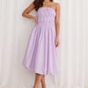 Stella Strapless Bubble Midi Dress Lilac