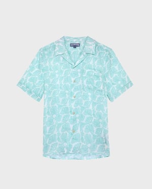 Vilebrequin - Men Bowling Linen Shirt Seashells - Shirt - Charli - White - Size XXXL