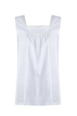 Weird Fish Chelle Organic Cotton Jersey Square Neck Vest White Size 22