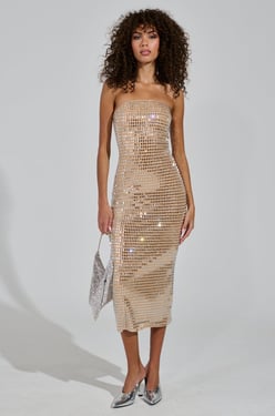 AKIRA Can't Shine Brighter Than Me Rhinestone Midi Dress | Size 2X