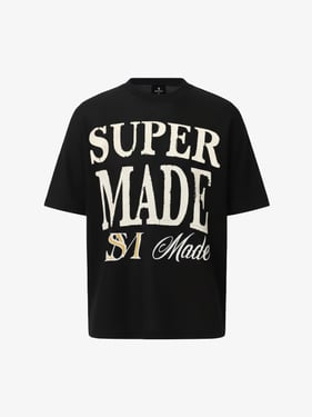 Typography Logo Print Waffle T-Shirt - Black / 2XL